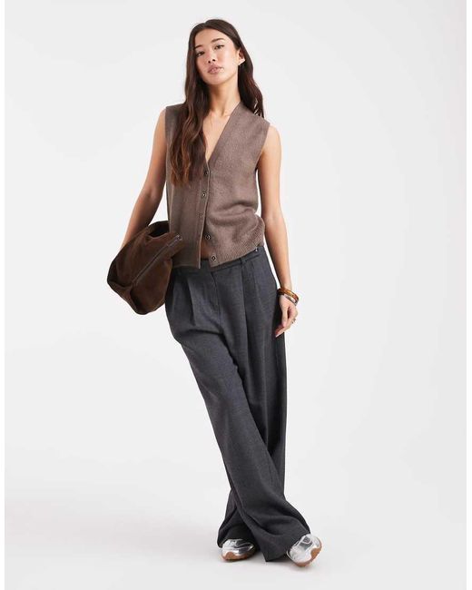 New Look Gray Button Down Knitted Waistcoat