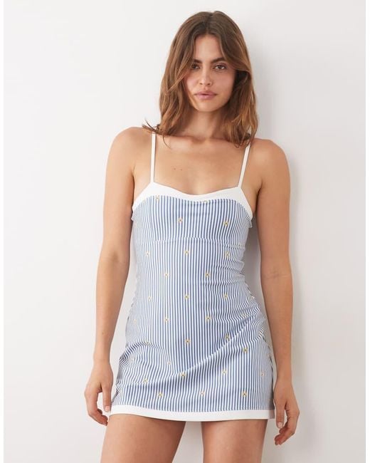 Abercrombie & Fitch Blue Ypb Sculpt Workout Mini Dress With Sweetheart Neck