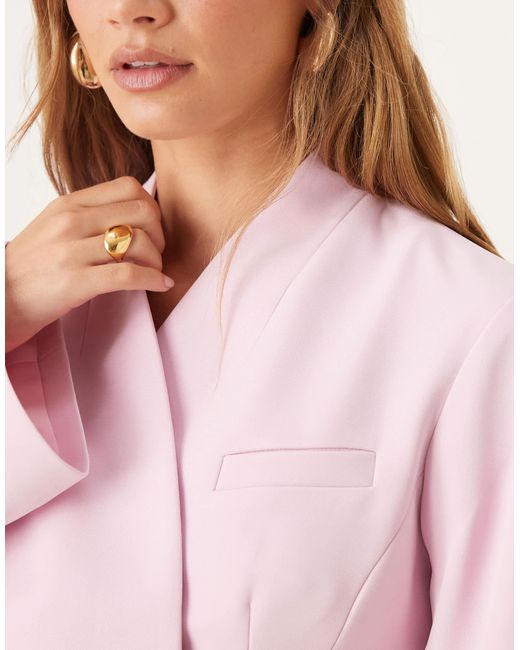 Blazer habillé sans col avec manches cocon ASOS en coloris Pink