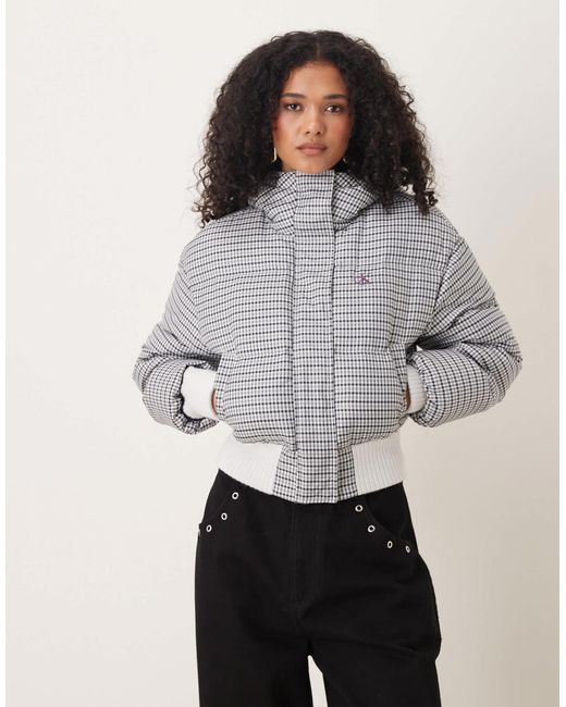 Calvin Klein Gray – kastige, karierte daunen-pufferjacke