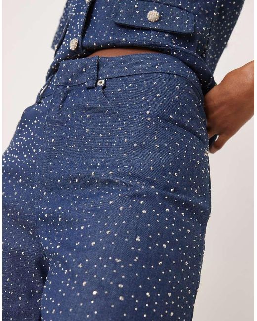 Jeans Femme Body Blue Taille 7 - Coupe Droite En Denim, Avec Broderies Ou Embellissements