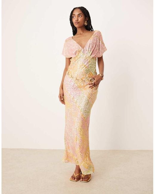 Never Fully Dressed Natural Metallic Boho Maxi Dress