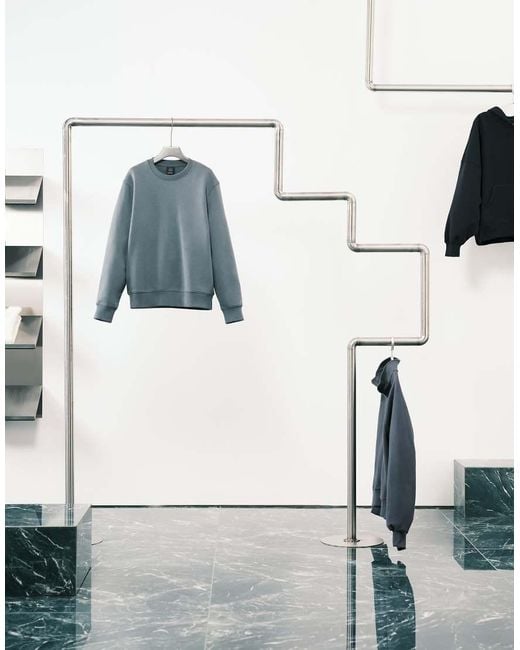 Mango Blue Cotton Mix Crew Neck Sweatshirt for men