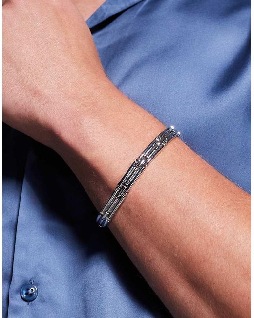 Bracciale Stile Orologio Argentato Con Dettagli di ASOS in Blue da Uomo