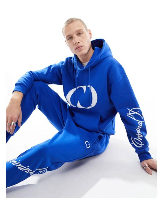 Criminal Damage Blue Hoodie With Large Cd Logo for men