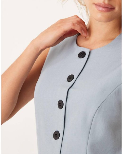 JDY Petite Gray Longline Button Through Waistcoat Co-Ord