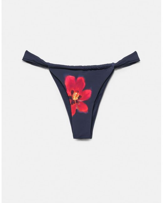Pull&Bear Blue Floral Bikini Bottoms