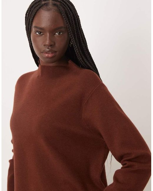 Mango Brown High Neck Jumper