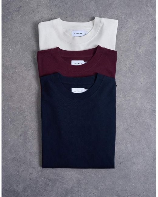 Topman Blue 3 Pack Relaxed T-shirt for men