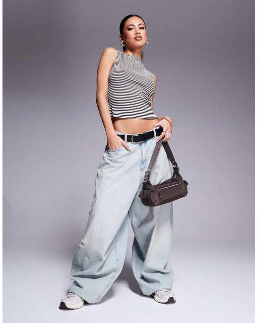 ASOS Gestreepte Mouwloze Tanktop Met Textuur in het Gray