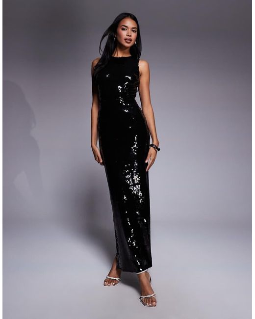 Bardot Blue Portia Sequin Sleeveless Maxi Dress