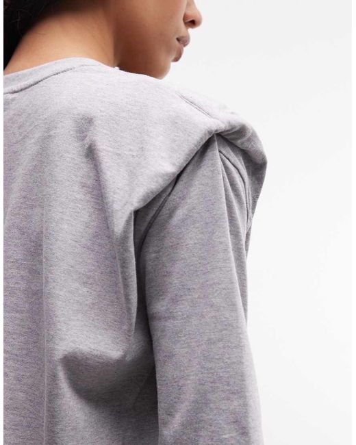 ASOS Gray Regular Fit Tee With Sharp Shoulder Pad Detail