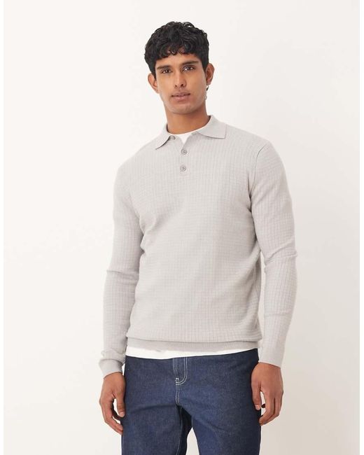 ASOS Gebreide Polo Met Textuur in het White voor heren