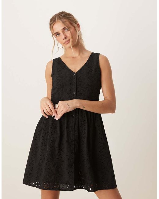 Brave Soul Mini Jurk Van Broderie in het Black