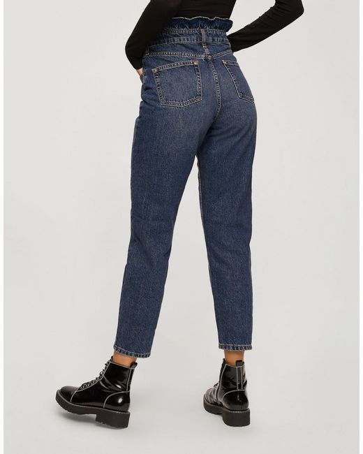 Miss Selfridge Mom Jeans With Frill Detail in Blue | Lyst