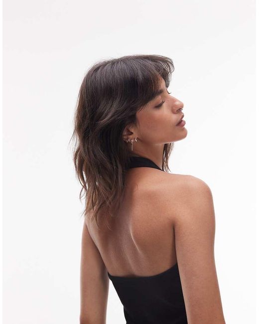 ARKET Black Cotton Rich Halterneck Jersey Top