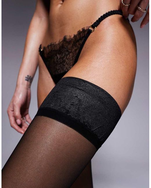 Bluebella Black Plain Top/Plain Leg Hold Ups