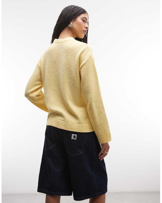 ASOS Natural Knitted Textured Cotton Boucle Jumper