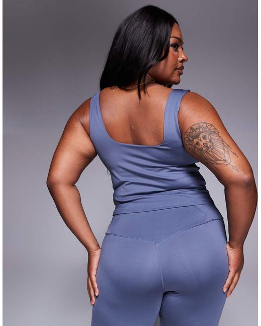 4505 Blue Curve Square Neck Singlet With Inner Bra