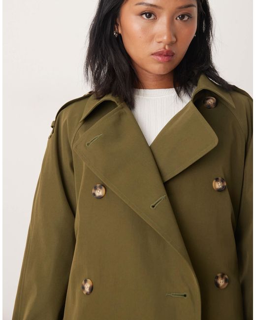 ASOS Green Asos Design Petite Longline Trench Coat