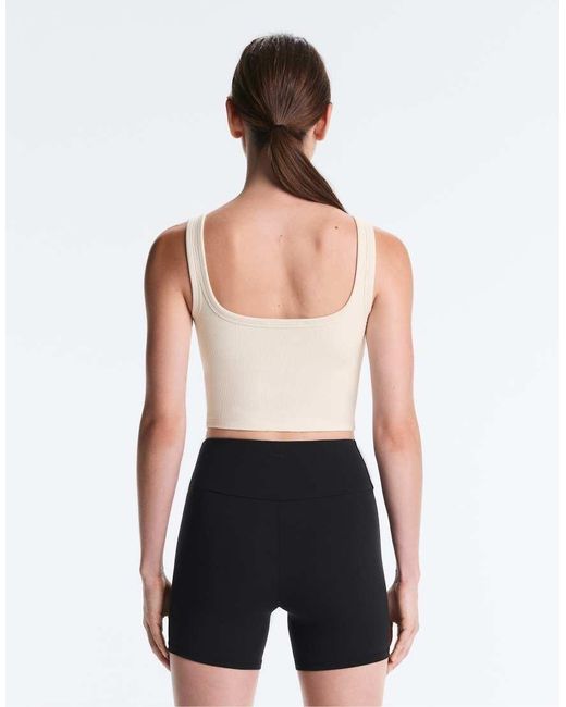 Oysho Black Square Neck Rib Modal Blend Tank Top