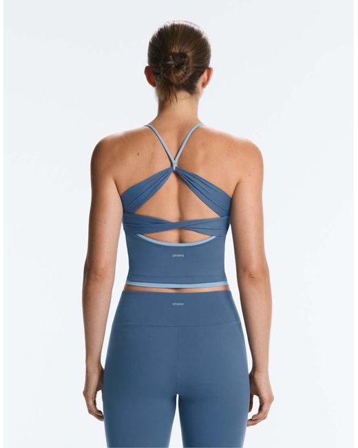 Oysho Blue Comfortlux Crossover Strap Tank Top