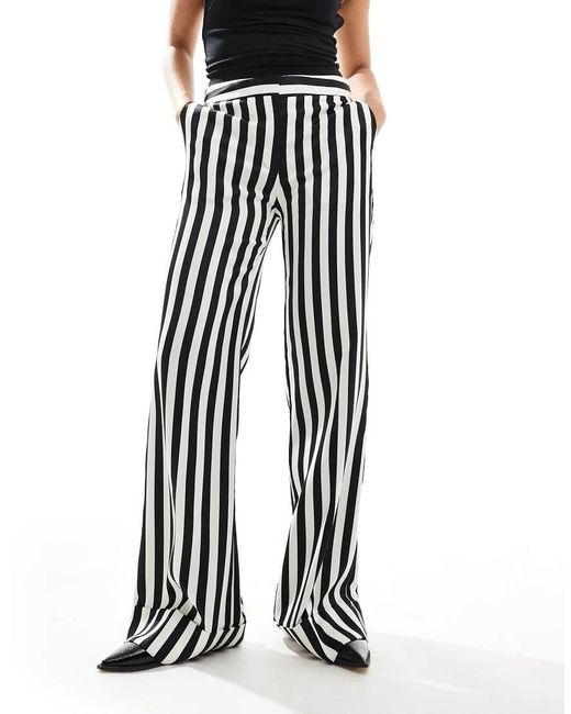 Mango Black Stripe Straight Leg Trousers