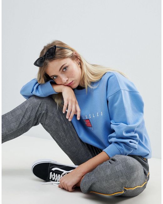 Daisy street relaxed sweatshirt with vintage los angeles embroidery Clearance