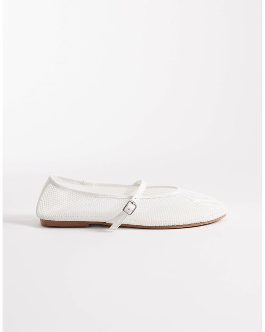 ASOS White Libra Mesh Mary Jane Ballets