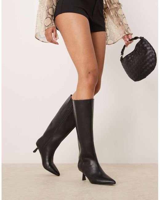 New Look Natural Knee Boot With Kitten Heel
