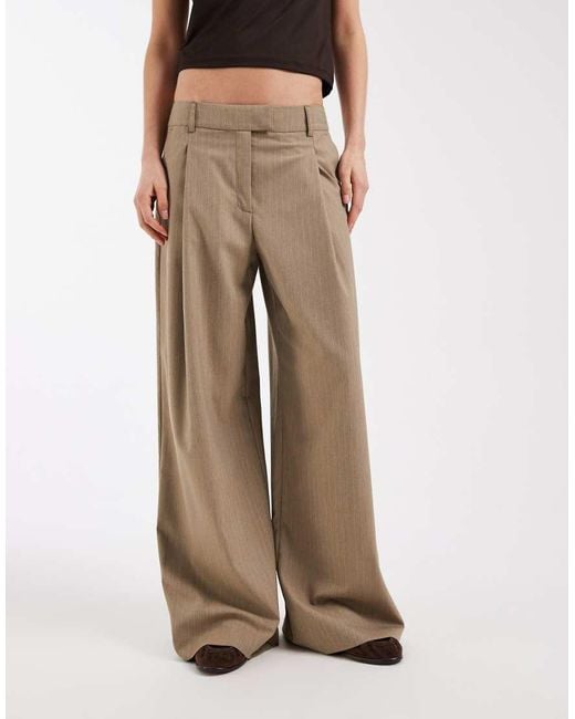 ASOS Natural Tailored Wide Leg Slouchy Trousers Co-ord