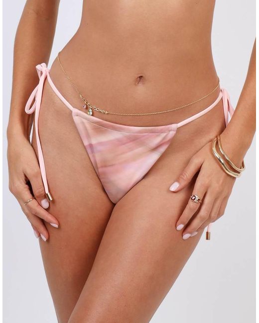 SIMMI Pink Abstract Print Tie Side Bikini Bottoms