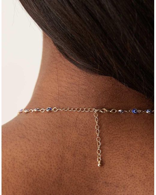 Collana Corta Dorata Con Catenina Con Occhi di ASOS in Brown