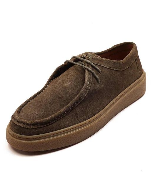 OFF THE HOOK Brown 'Els' Suede Leather Casual Lace-Up Boat Shoes for men