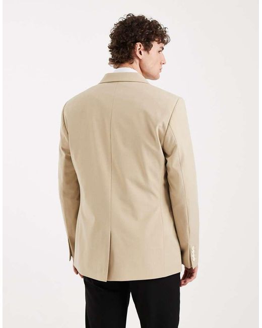 ASOS Natural Double Breasted Regular Blazer for men