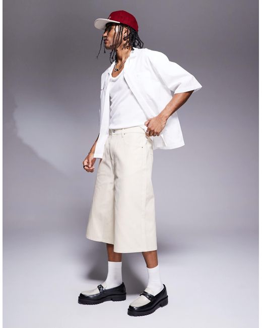 ASOS – besonders lang geschnittene jorts in Natural für Herren