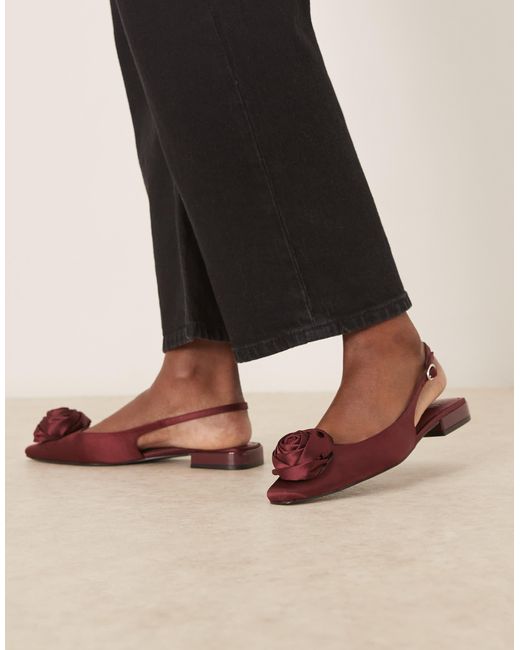 ASOS Brown Lamas Corsage Chisel Toe Slingback Ballets
