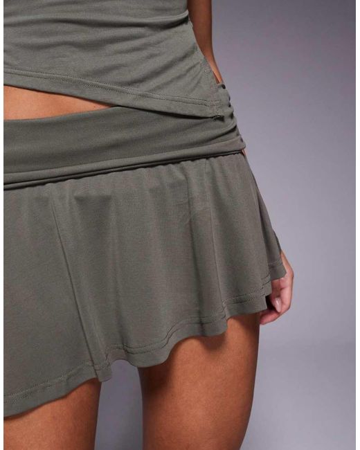Edikted Gray Janah Asymmetric Foldover Mini Skort