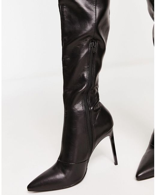 ASOS Black Kayla Heeled Thigh High Boots