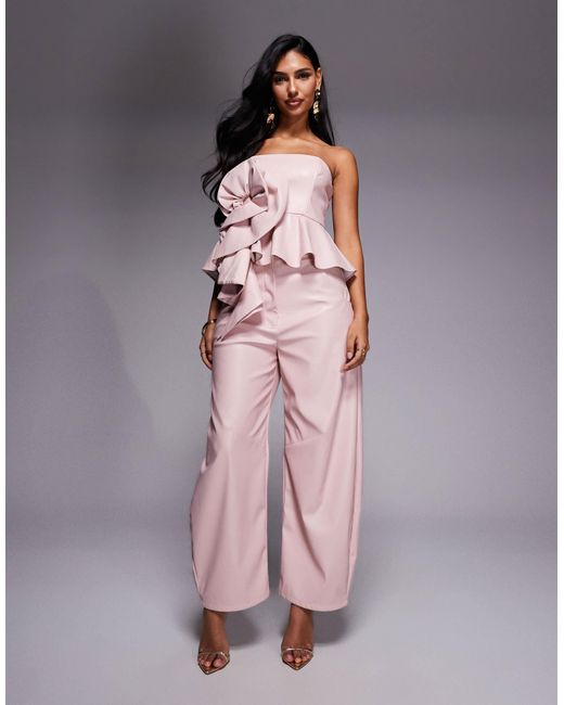 strapless open back dress Fuchsia pink/purple wide-leg dress pants | Tall women fit