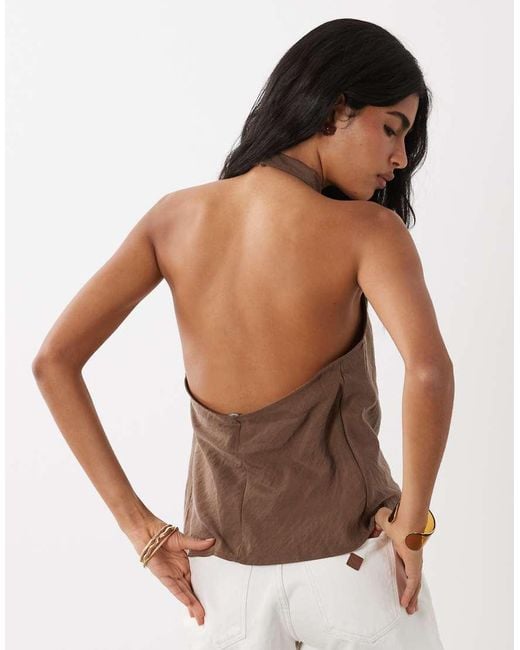 Mango Brown Girasol Sleeveless Cowl Neck Top Co-Ord