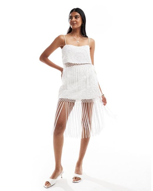 asos-co-ord-cami-top-with-cornelli-and-fringe-detail-in-white-lyst