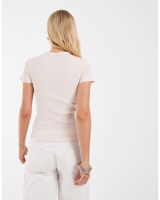 Lacoste Natural Ribbed Cotton T-Shirt