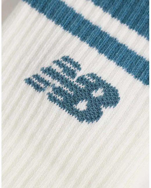 New Balance White 3 Pack Stripe Midcalf Socks for men