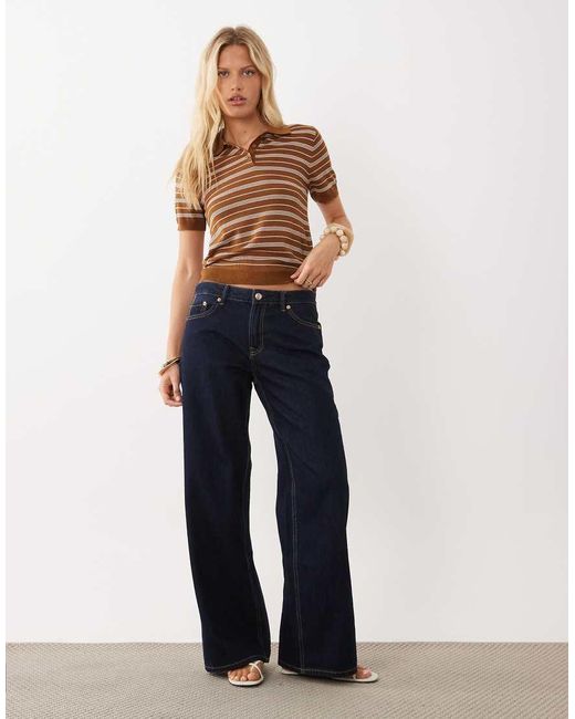 Mango Brown Short Sleeve Polo Top