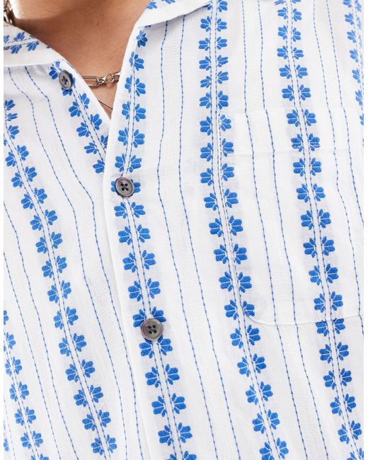 Obey – hemd aus dobby-stoff mit en und floralen streifen in White für Herren