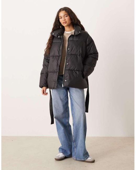 Gina Tricot Black Belted Puffer Jacket
