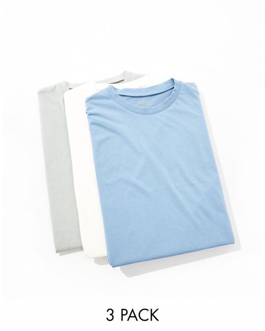 Confezione da 3 t-shirt girocollo a maniche corte colori multipli di ASOS in Blue da Uomo