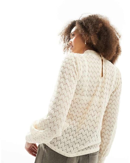 Jdy White Long Sleeve Lace Top