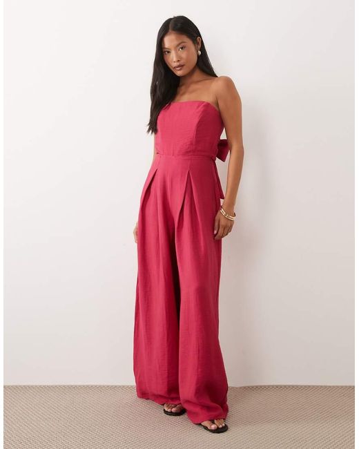 Nobody's Child Petite Rory Linen Mix Tailored Bandeau Jumpsuit